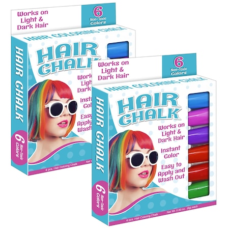 The Pencil Grip Hair Coloring Chalk, 6 Colors Per Set, 12PK 682